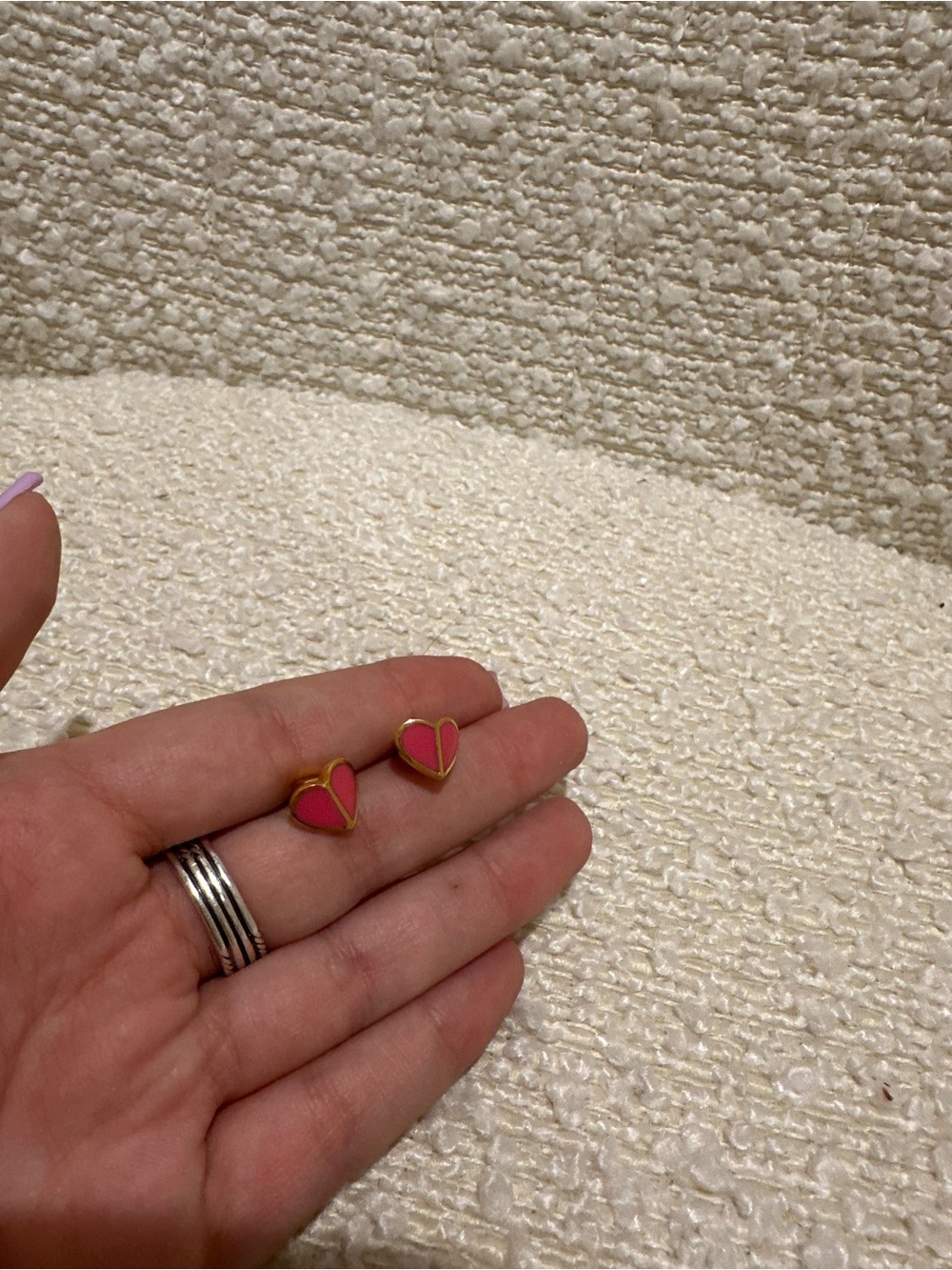kate spade Pink Heart Stud Earrings with Gold Trim